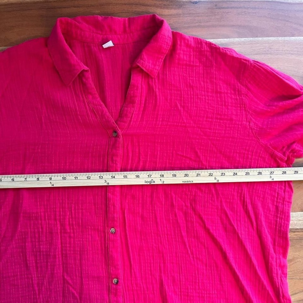 Red Old Navy 100% cotton button down shirt Size 2XL - Picture 5 of 7